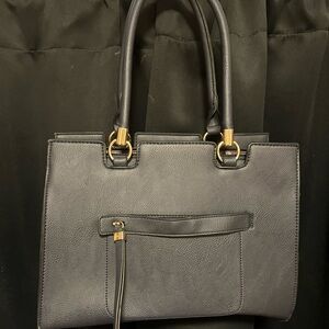 Elegant Black Leather Tote Bag